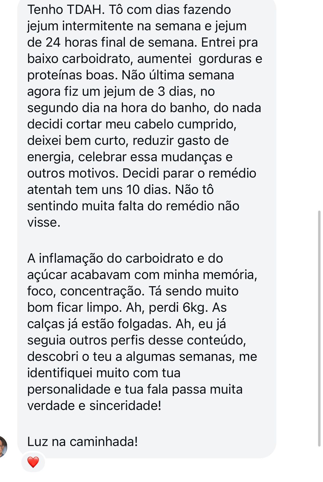 Print de depoimento real de participante 5