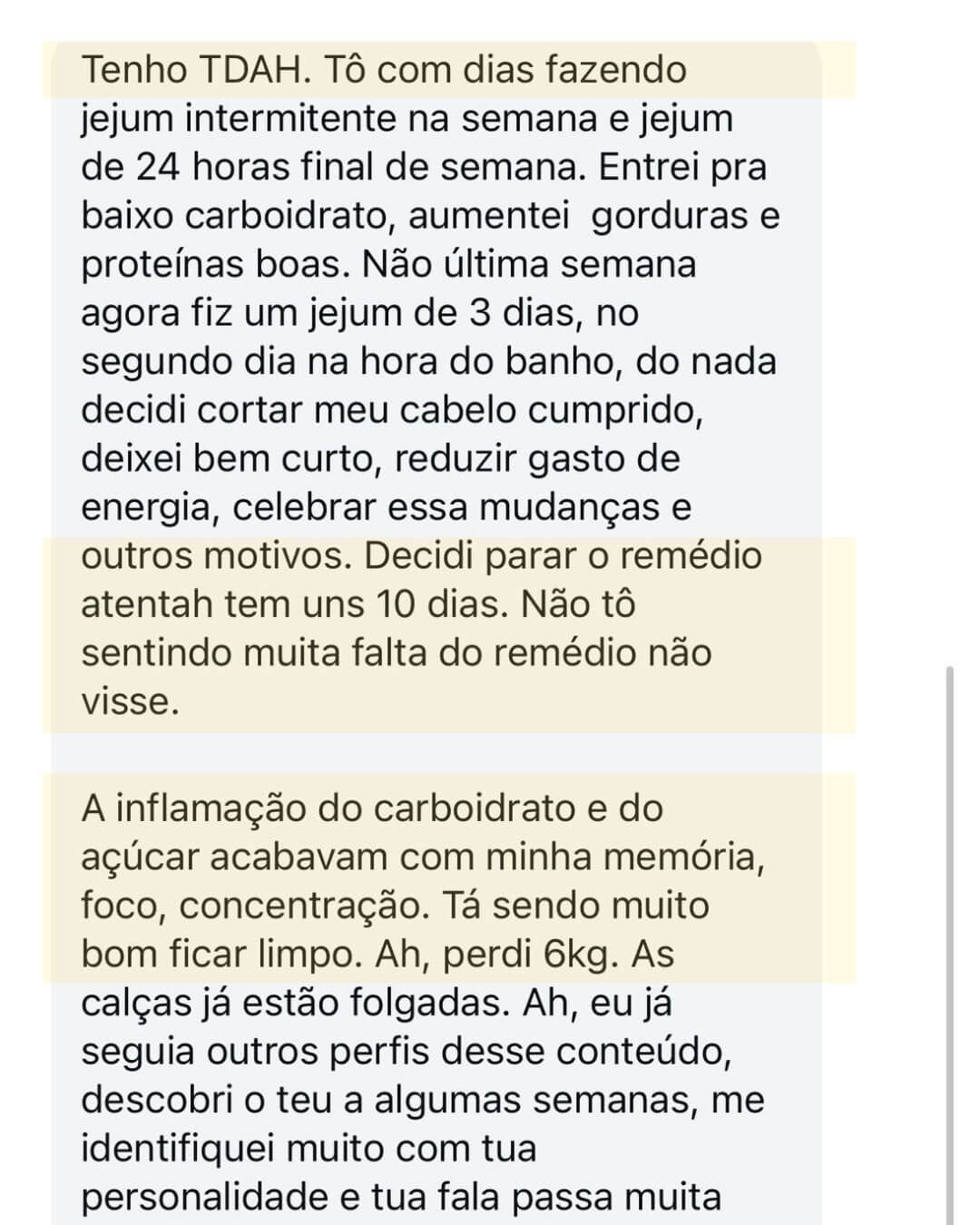 Depoimento real de participante 3