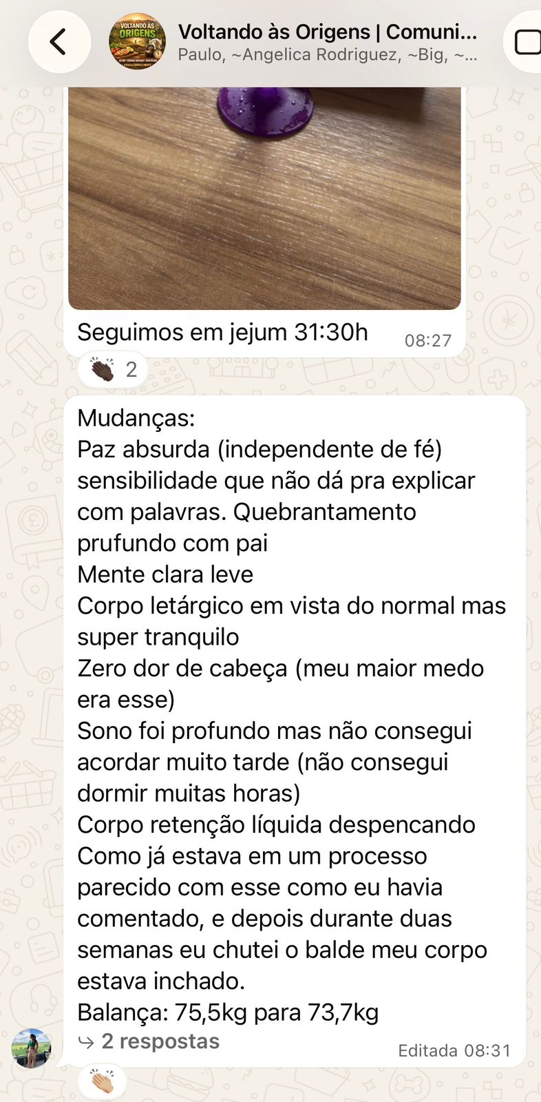 Print de depoimento real de participante 3