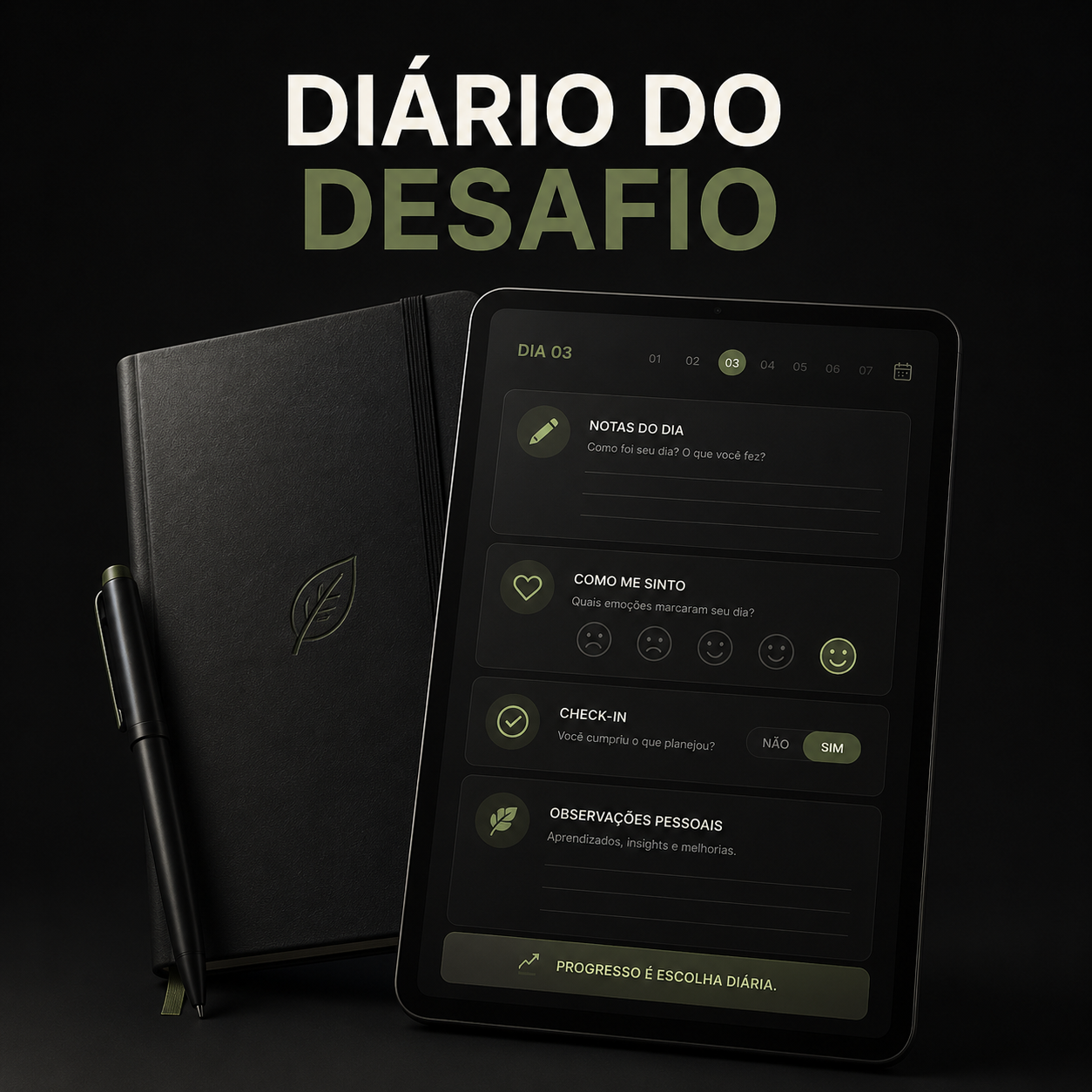 Mockup do entregável Diário do Desafio